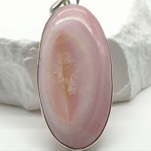 Vintage Sterling Silver Pink Peruvian Opal Pendant